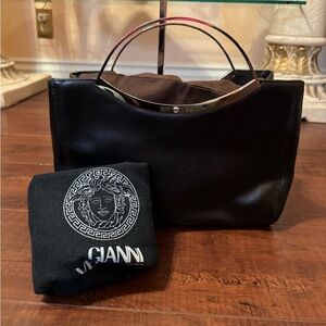 Authentic Vintage 1990’s Gianni Versace Black Leather Tote Bag